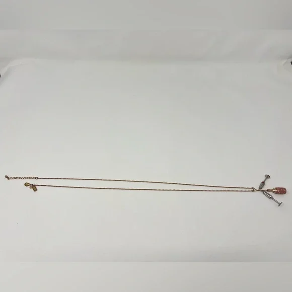 Pink Champagne Pendant Necklace Rose Gold Statement Jewelry Bridal Bride Wedding - Picture 12 of 17